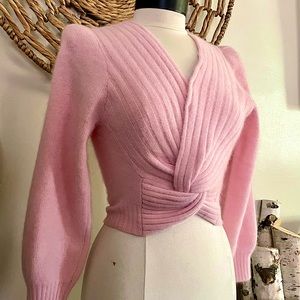 VTG Pink Angora Cropped Sweater
